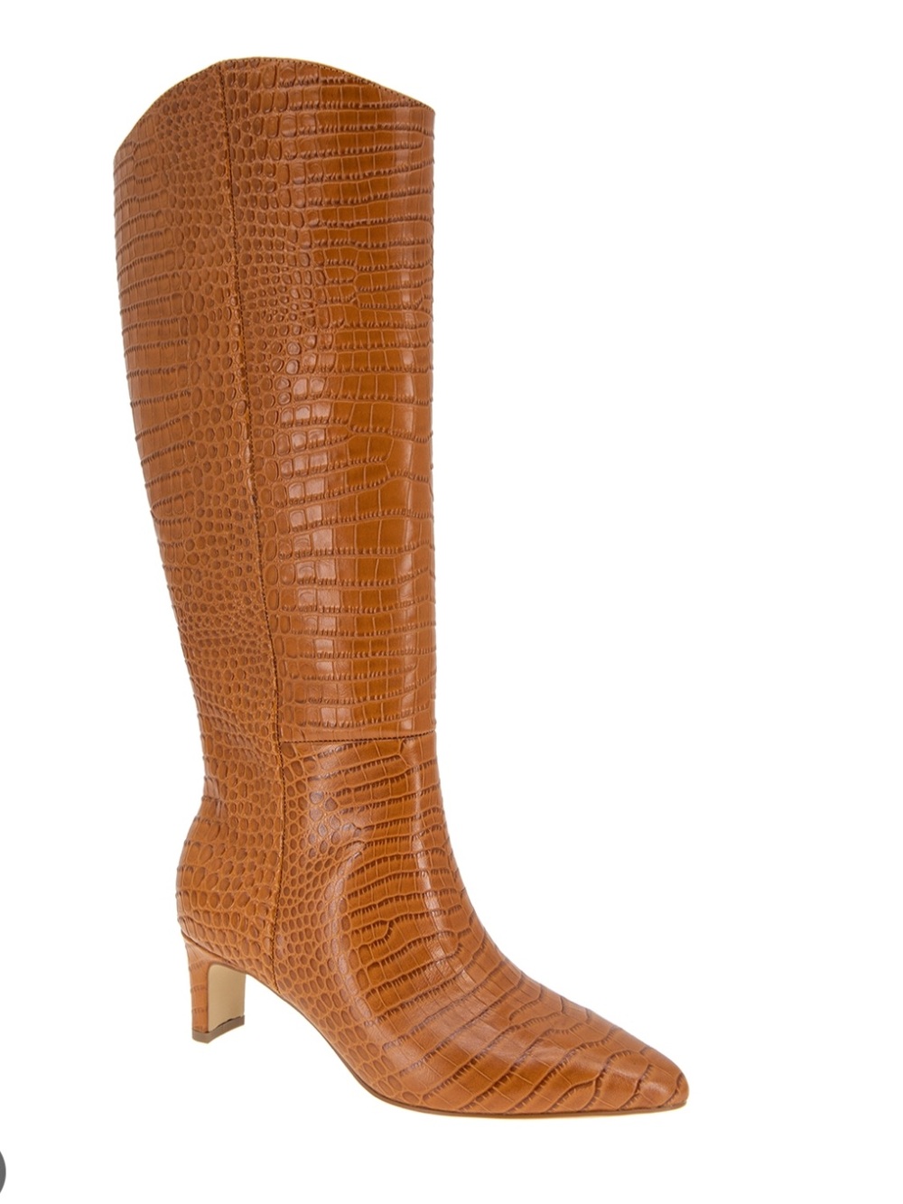 New Andre Assous Cognac Croc-Embossed Waverly Knee High Boot 5.5 35.5 M